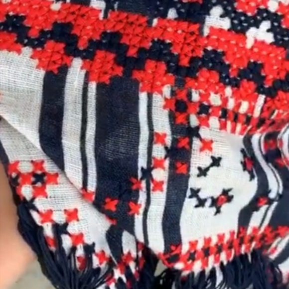 TORY BURCH  EMBROIDERED STRIPED LINEN-GAUZE KAFTAN - Picture 5 of 7